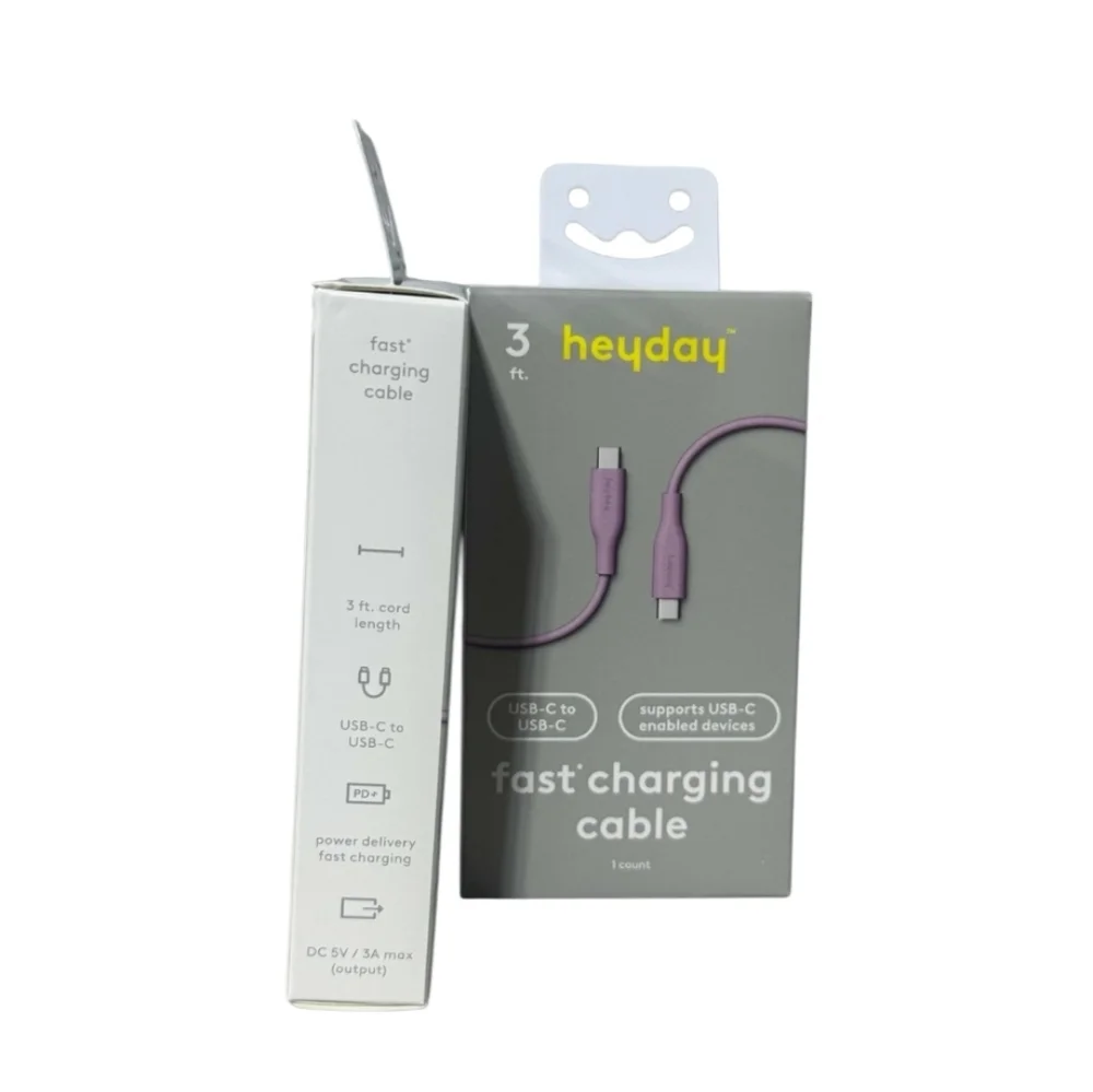 Heyday Lavender 3' USB-C to USB-C Chargng Cable - 2pk